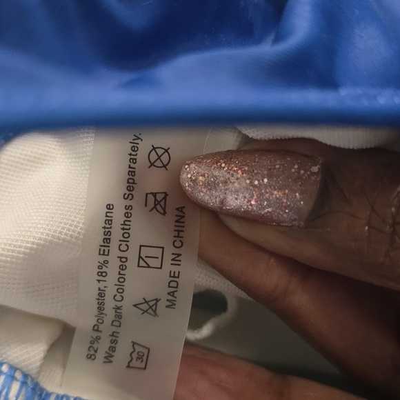 Blue Womens One Piece Swimsuit with adjustable straps. - Picture 4 of 4